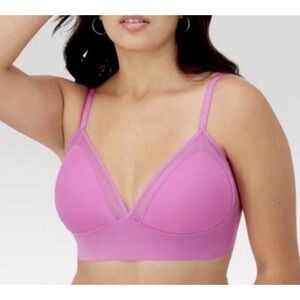 Maidenform Women's Mesh Trim Triangle Bralette MBT105, Magenta, Sz S
